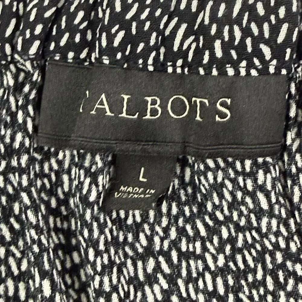 Talbots Tiered Prairie Skirt Women Large Black White Button Front Bohemian Midi